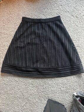 J. Crew Black A-Line Eyelet-Stripe Skirt